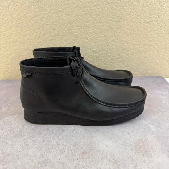 Clarks Mens Wallaston Boot 11 Black Leather Moc Toe Chukka Desert Boots main image 4